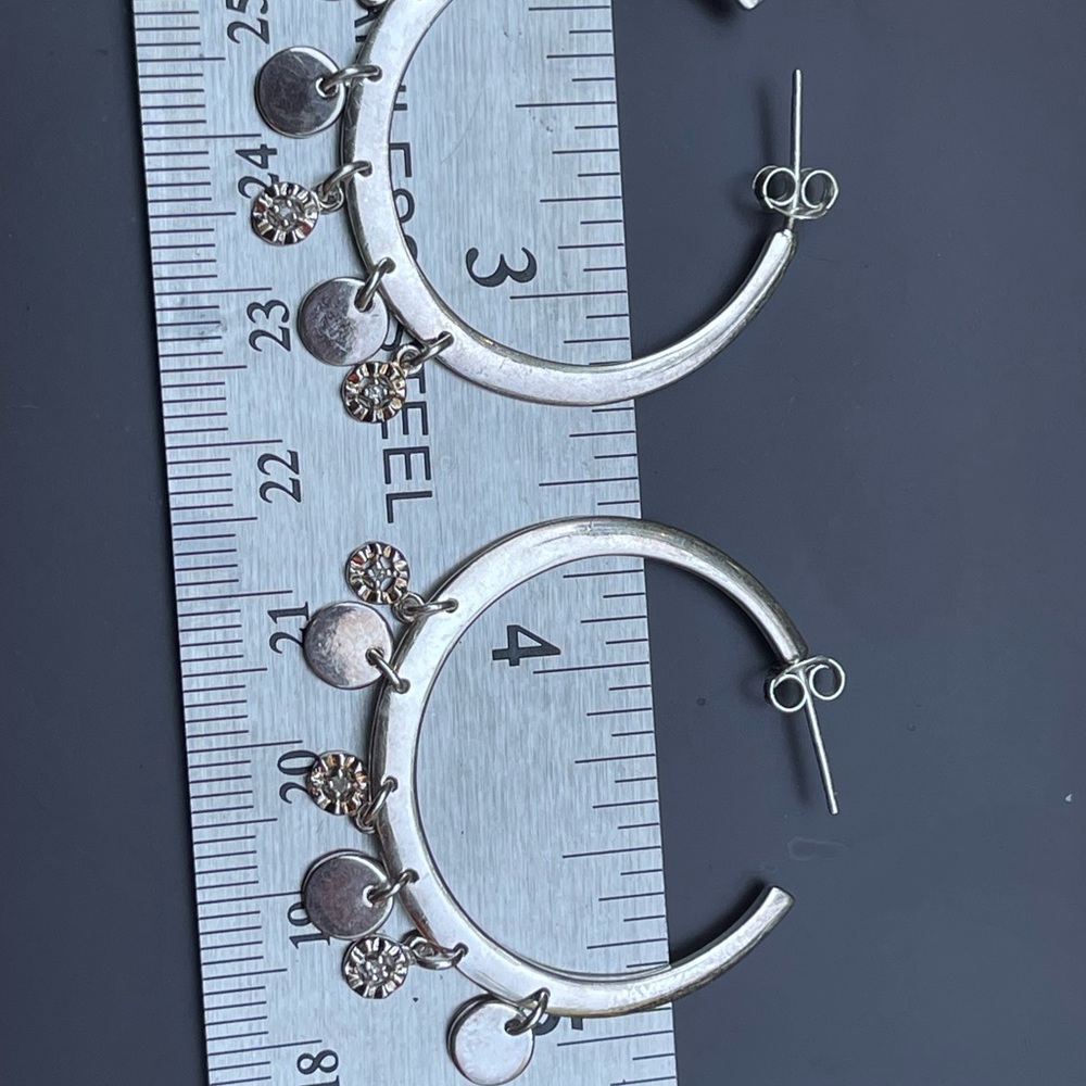 Fabulous Solid Sterling Silver Boho / Gypsy Style Hoop Earrings - Picture 4 of 6